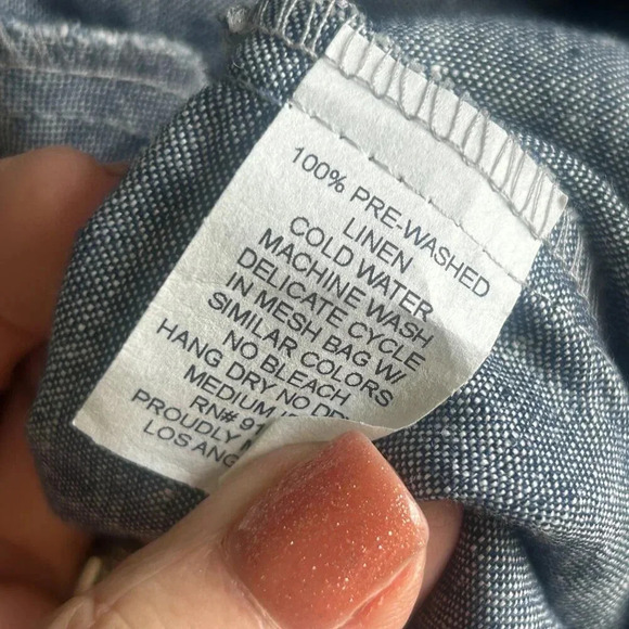 Spirithouse Denim Chambray 100% Linen Asymmetrical Tunic Blouse Size XS - Picture 2 of 8